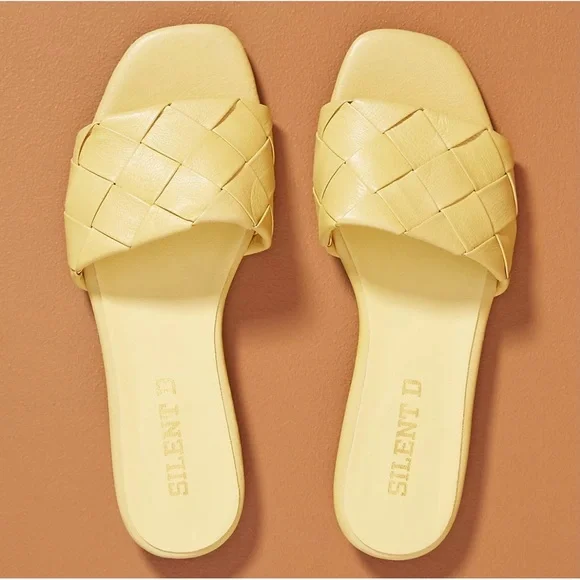 Anthropologie Silent D Ayda Woven Yellow Slide Sandals NWT Size 10 - Picture 3 of 13